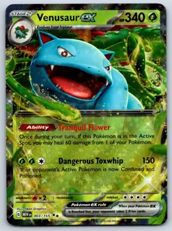 Venusaur ex - Scarlet Violet 151 EN 003/165 Double Rare Pokemon Card NM - Image 1