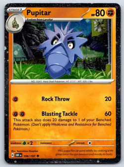 Pupitar - Cosmos Holo - Obsidian Flames Walmart Exclusive Pokemon Card NM - Image 1