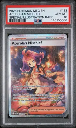 Acerola's Mischief PSA 10 English Pokemon Card 183 SIR 2025 Mega Evolution - Image 1