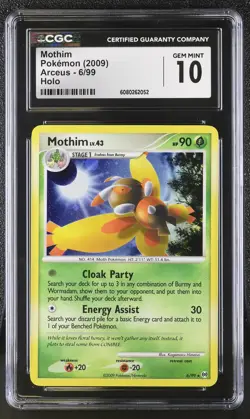 CGC 10 GEM MINT Mothim 2009 Arceus 6/99 Holo Pokemon Card - Image 1