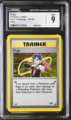 CGC 9 MINT Koga 2000 Gym Challenge 19/132 Holo Pokemon Card - Image 1