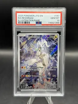 2025 POKEMON JTG EN-JOURNEY TOGETHER ILLUSTRATION RARE #167 N'S RESHIRAM PSA 10 - Image 1