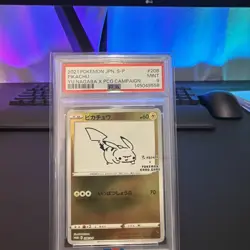 2021 POKEMON JAPANESE S PROMO #208 PIKACHU YU NAGABA X PCG CAMPAIGN PSA 9 - Image 1