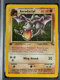 🔥👀📈 1999 Pokemon Fossil Aerodactyl Holo 1st Edition Prerelease #1 PSA 6 🔥👀 - Image 2