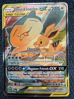 FULL ART Eevee & Snorlax GX ULTRA RARE SM Tag Team Up SM169 Pokemon TCG Promo NM - Image 1