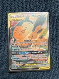 FULL ART Eevee & Snorlax GX ULTRA RARE SM Tag Team Up SM169 Pokemon TCG Promo NM - Image 2