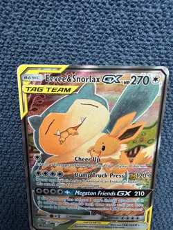 FULL ART Eevee & Snorlax GX ULTRA RARE SM Tag Team Up SM169 Pokemon TCG Promo NM - Image 3