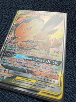 FULL ART Eevee & Snorlax GX ULTRA RARE SM Tag Team Up SM169 Pokemon TCG Promo NM - Image 4