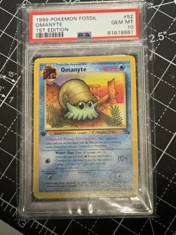 Pokemon TCG , Omanyte, Fossil, 1st Edition, PSA10 Graded, Gem Mint, WOTC 52/62 - Image 1