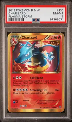 PSA 8 CHARIZARD 136/135 | B&W Plasma Storm SR Graded Pokemon Card HK - Image 1