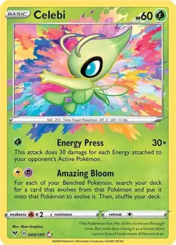 Celebi - 009/185 - Pokemon Vivid Voltage Sword & Shield Amazing Rare Card NM - Image 1