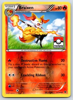 Braixen (Reverse Holo) Pokemon League Promo 12/124 Stamped Card NM - Image 1