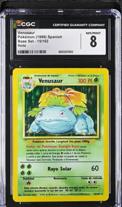CGC 8 NM/MINT Venusaur 1999 Base 15/102 (SPANISH) Holo Pokemon Card psa - Image 1