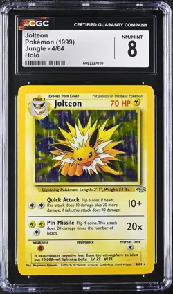 CGC 8 NM/MINT Jolteon 1999 Jungle 4/64 Holo Pokemon Card psa - Image 1