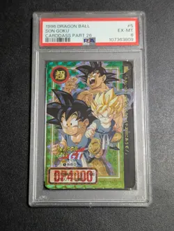 Dragon Ball GT Carddass Goku PSA 6 Unpeeled from Back Collectible Card - Image 1