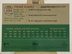 2023 Topps Chrome Platinum Anniversary Jordan Alvarez Blue Shimmer /100 Astros - Image 2