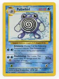Poliwhirl 38/102 Base Set Pokemon Card NM - LP WotC - Image 1