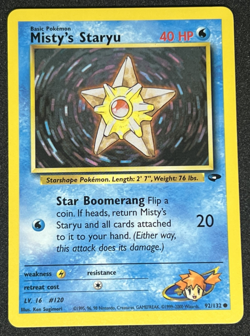 Misty's Staryu 92/132 WOTC Gym Challenge Non-Holo Common Pokemon Card LP - Image 1
