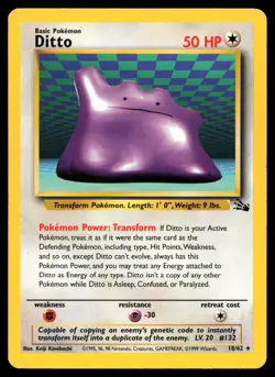 Ditto 18/62 Fossil Regular Rare Pokemon Card - Image 1