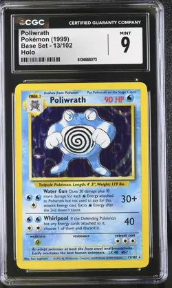 CGC 9 MINT Poliwrath 13/102 Base Set Holo Pokemon Card - Image 1