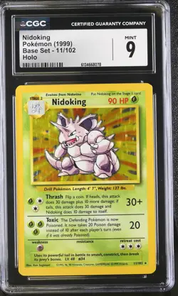 CGC 9 MINT Nidoking 11/102 Base Set Holo Pokemon Card - Image 1