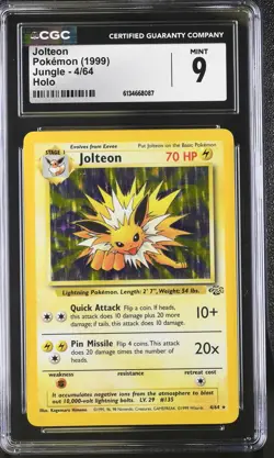 CGC 9 MINT Jolteon 4/64 Jungle Holo Pokemon Card - Image 1