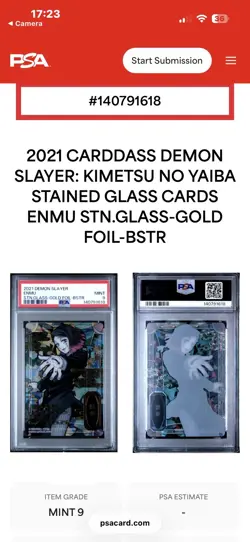 2021 CARDDASS DEMON SLAYER: STAINED GLASS CARDS | GOLD FOIL ENMU PSA 9 - Image 1