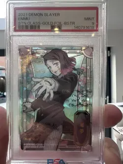 2021 CARDDASS DEMON SLAYER: STAINED GLASS CARDS | GOLD FOIL ENMU PSA 9 - Image 4