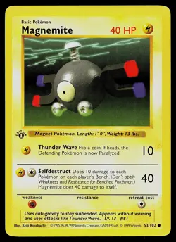 Pokemon Card - Magnemite 1st Edition Base Set Shadowless 53/102 - Image 1