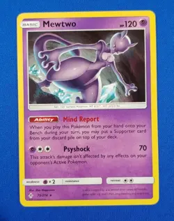 Pokemon TCG SM Unbroken Bonds 75/214 Mewtwo Black Star Rare Card NM - Image 1