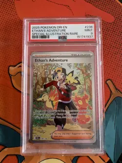 2025 POKEMON DESTINED RIVALS SIR #236 ETHAN'S ADVENTURE PSA 9 - Image 1