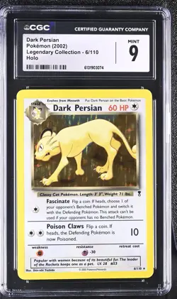 CGC 9 MINT Dark Persian 6/110 Legendary (collection) Holo Pokemon Card - Image 1