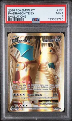 2016 POKEMON XY EVOLUTIONS #106 FULL ART/DRAGONITE EX PSA 9 - Image 1