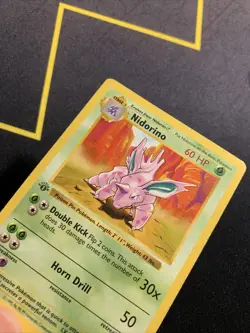 1ST EDITION Nidorino 37/102 EX -Vintage Pokemon Card- Base Set GREY STAMP (y) - Image 5