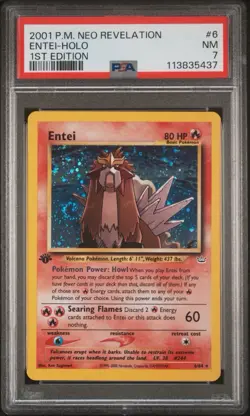 2001 Pokemon Neo Revelation 1st Edition Holo #6 Entei PSA 7 SWIRL - Image 1