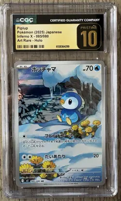 Pokemon Piplup Inferno X Japanese Art Rare #085 CGC 10 Pristine - Image 1