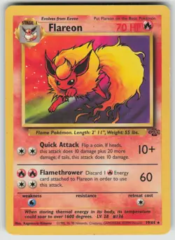Flareon 19/64 Rare Jungle Pokemon Unlimited Moderately Played - Image 1