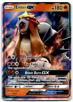 Entei GX 10/73 Holo GX Rare Shining Legends Pokemon Holo Near Mint - Image 1
