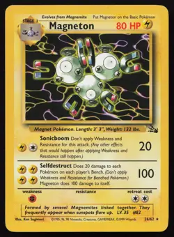 Magneton 26/62 Unlimited Rare Fossil Pokemon LP - Image 1