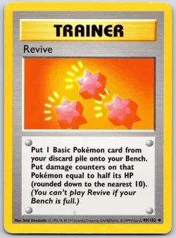 POKEMON BASE SET SHADOWLESS REVIVE 89/102 UNCOMMON UNLIMITED MP - Image 1