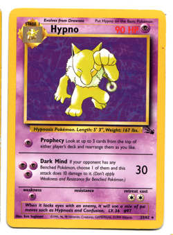 Hypno ⭐ 23/62 Rare Fossil 1999 Pokemon LP Very Light Play (Non Holo) Regular - Image 1