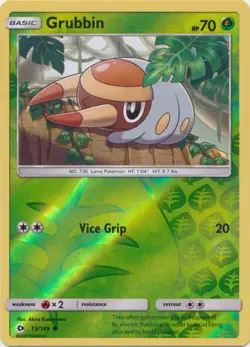 Grubbin - 13/149 - Common - Reverse Holo LP, English Pokemon Sun & Moon Base Set - Image 1