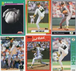 BOB WELCH Lot of 28 Different Premium MLB Baseball Cards Oakland A's Athletics - Image 2