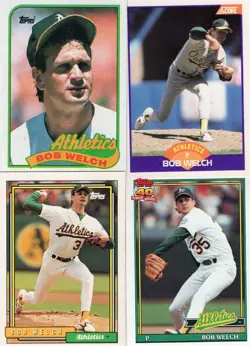 BOB WELCH Lot of 28 Different Premium MLB Baseball Cards Oakland A's Athletics - Image 5