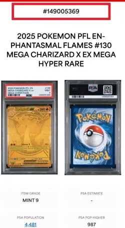 Pokemon TCG Mega Charizard X ex 130/094 - Phantasmal Flames - PSA 9 - Image 4