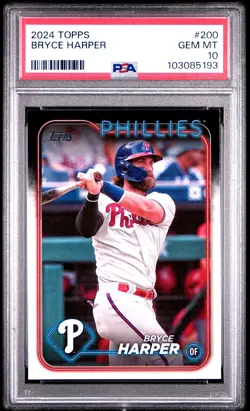 2024 TOPPS BRYCE HARPER PSA 10 POP 48 #200 PHILADELPHIA PHILLIES - Image 1