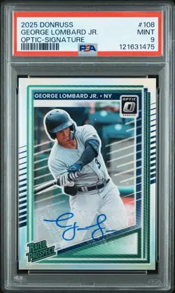 2025 Panini Donruss Optic George Lombard Jr. Auto Holo Yankees #1 Prospect PSA - Image 1