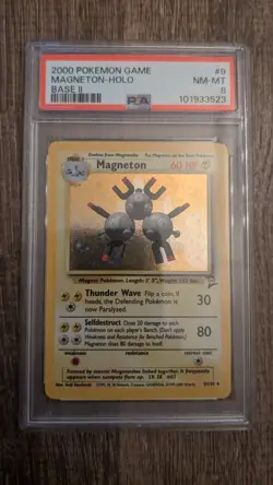 Pokemon Magneton #9/130 Holo Rare Graded PSA 8 NM-MT - 2000 WotC Base Set 2 - Image 1