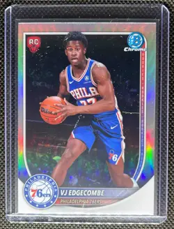 2025-26 Bowman VJ Edgecombe #BRR-3 Chrome Red Rookie Variation SP RC 76ers - Image 1