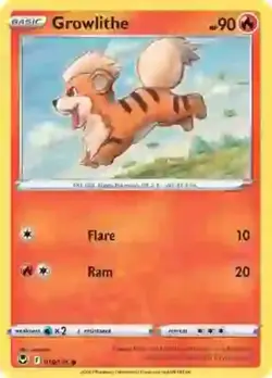Growlithe - 019/195 - Common - Reverse Holo NM, English Pokemon Silver Tempest - Image 1